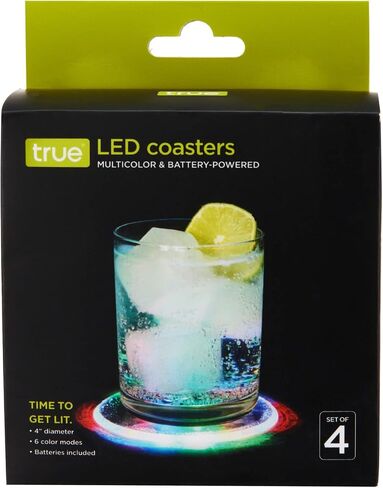 قواعد أكواب مضيئة بإضاءة LED حقيقية مع 6 أوضاع ألوان تعمل بالبطارية البلاستيكية، قطر 4 بوصة، مجموعة من 4 قطع، شفافة in Saudi Arabia