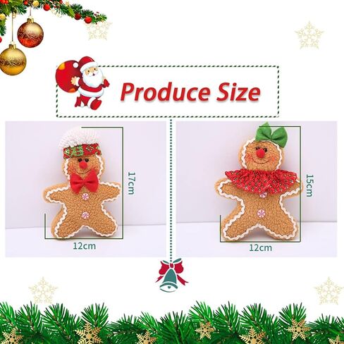 Umbresen Gingerbread Man Ornaments, Christmas Gingerbread Women, 2pcs Plush Stuffed Ginger Figurines Decorations Hanging Holiday Decor for Tree Garden Office Coffee Bar Kitchen Doorknobs (2) in Kuwait