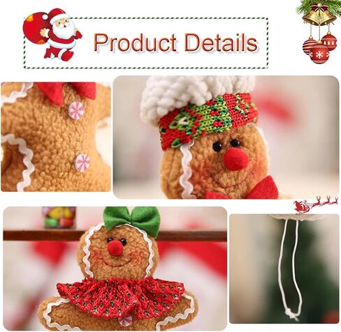 Umbresen Gingerbread Man Ornaments, Christmas Gingerbread Women, 2pcs Plush Stuffed Ginger Figurines Decorations Hanging Holiday Decor for Tree Garden Office Coffee Bar Kitchen Doorknobs (2) in Kuwait
