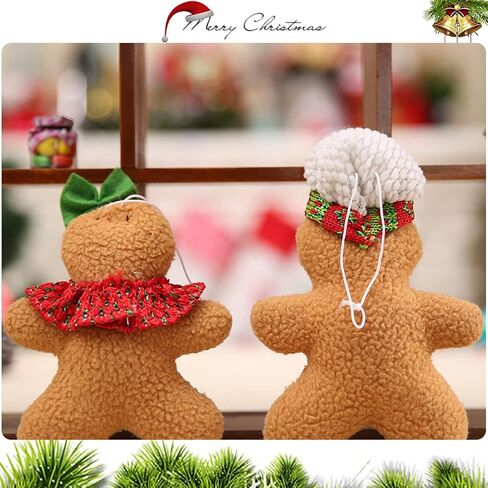 Umbresen Gingerbread Man Ornaments, Christmas Gingerbread Women, 2pcs Plush Stuffed Ginger Figurines Decorations Hanging Holiday Decor for Tree Garden Office Coffee Bar Kitchen Doorknobs (2) in Kuwait