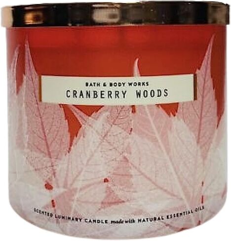 Bath & Body Works، شمعة White Barn ذات 3 فتائل مع زيوت عطرية - 14.5 أونصة - خريف 2021! (كرانبيري وودز) in Saudi Arabia