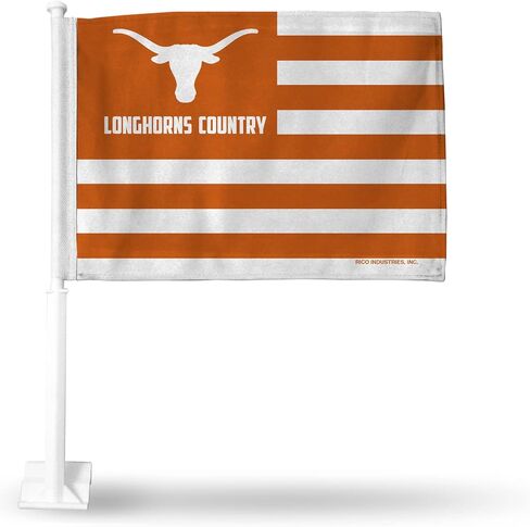 علم سيارة مزدوج الجوانب من Rico Industries NCAA Texas Longhorns Country - 40.64 سم × 48.26 سم - عمود قوي يتم تثبيته على السيارة/الشاحنة/السيارات in Saudi Arabia