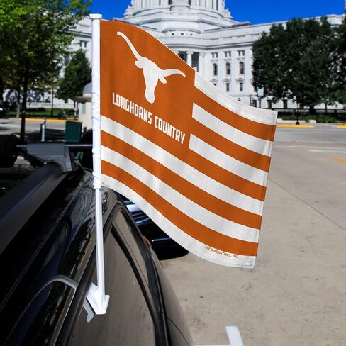 علم سيارة مزدوج الجوانب من Rico Industries NCAA Texas Longhorns Country - 40.64 سم × 48.26 سم - عمود قوي يتم تثبيته على السيارة/الشاحنة/السيارات in Saudi Arabia