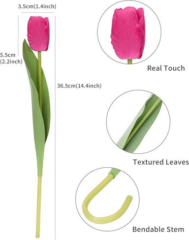 DuHouse 12pcs Artificial Tulips Flowers Real Touch Tulip Bouquets in Bulk Fake Tulips Flowers for Home Kitchen Decoration Wedding Party with Box in Kuwait