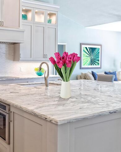 DuHouse 12pcs Artificial Tulips Flowers Real Touch Tulip Bouquets in Bulk Fake Tulips Flowers for Home Kitchen Decoration Wedding Party with Box in Kuwait