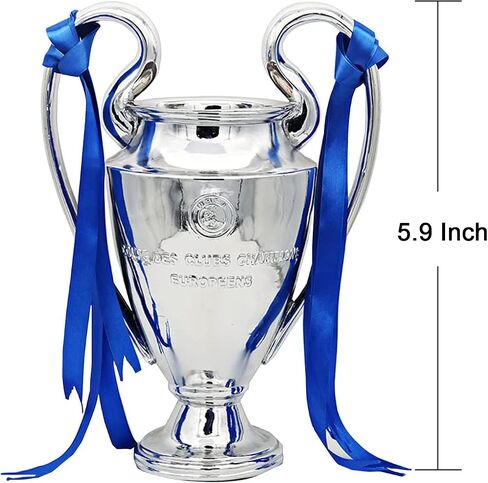5.9 بوصة كأس أبطال الكأس بطل العمل الفني كأس الدوري الرياضي طبق الأصل من الراتنجات، كأس بطل ليفربول تذكارية مقتنيات ديكورات المكتب شريط فضي/أزرق in Saudi Arabia