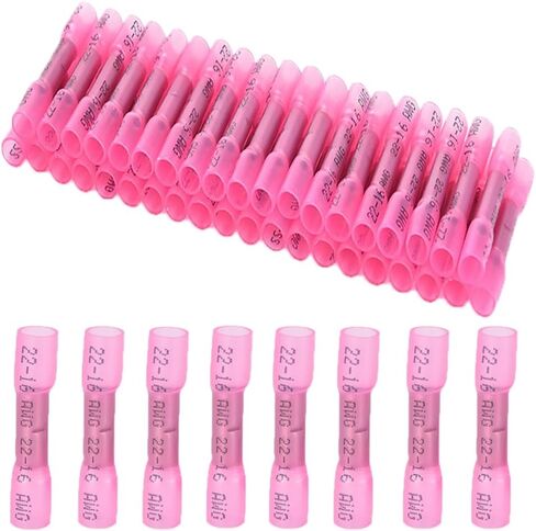 Marine Grade Insulated Heat Shrink Butt Connectors,Tinned Red Copper Waterproof Electrical Crimp Wire Splice Pack of 200 AWG 22-16 for Marine, Cable, Wiring in Saudi Arabia