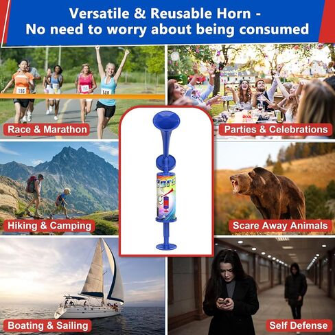 Handheld Air Horn, Super Loud Noisemakers Bear Horn Self Defense Reusable Air Pump Horns Sports and Marine Signal Safety Alarm Horn for Boating, Sports Events, Graduation, Birthday Parties in Saudi Arabia