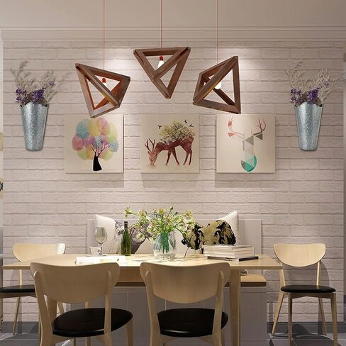 rhblme 2 حزمة 12 بوصة المجلفن الجدار المزارع الجدار مزهرية الجدار للنباتات الاصطناعية الزهور، الفضة ريفي شنقا وهمية الزهور حامل البلد المنزل غرفة نوم غرفة المعيشة ديكور in Kuwait