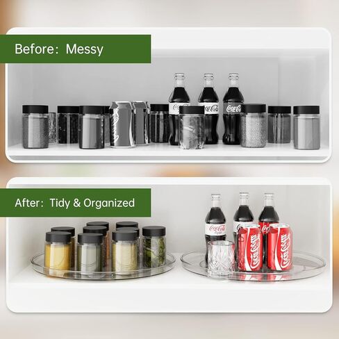 10.6 Inch Lazy Susan Organizer 2 Pack, Clear Turntable Organizer for Cabinet, Plastic Rotating Spice Rack Pantry Organization and Storage for Kitchen, Bathroom, Countertop, Table, Fridge in Kuwait