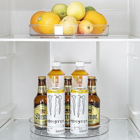 10.6 Inch Lazy Susan Organizer 2 Pack, Clear Turntable Organizer for Cabinet, Plastic Rotating Spice Rack Pantry Organization and Storage for Kitchen, Bathroom, Countertop, Table, Fridge in Kuwait