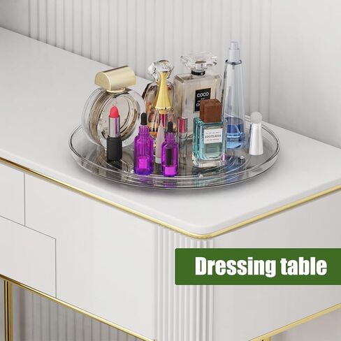 10.6 Inch Lazy Susan Organizer 2 Pack, Clear Turntable Organizer for Cabinet, Plastic Rotating Spice Rack Pantry Organization and Storage for Kitchen, Bathroom, Countertop, Table, Fridge in Kuwait