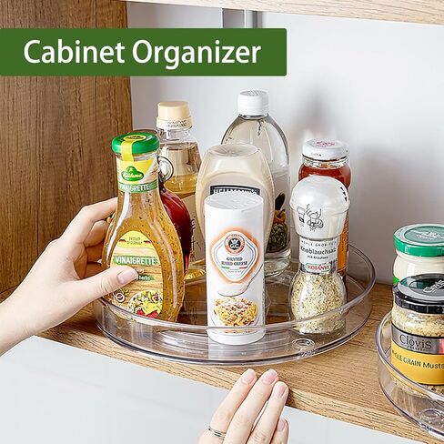 10.6 Inch Lazy Susan Organizer 2 Pack, Clear Turntable Organizer for Cabinet, Plastic Rotating Spice Rack Pantry Organization and Storage for Kitchen, Bathroom, Countertop, Table, Fridge in Kuwait
