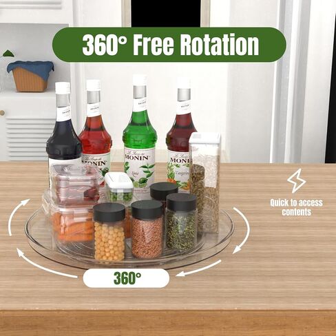 10.6 Inch Lazy Susan Organizer 2 Pack, Clear Turntable Organizer for Cabinet, Plastic Rotating Spice Rack Pantry Organization and Storage for Kitchen, Bathroom, Countertop, Table, Fridge in Saudi Arabia