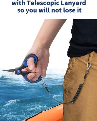 5.66" Fishing Scissors,Super Sharp Braided Line Cutter,Fishing Scissors Saltwater,Lncludes Lanyard,Multifunction Fishing Line Clippers for Freshwater and Saltwater Use. in Saudi Arabia