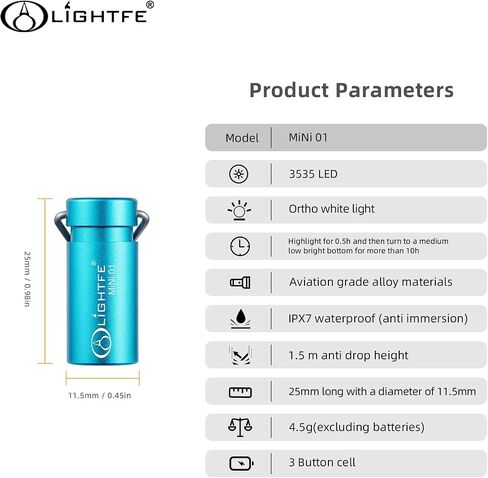 LIGHTFE MINI01 keychain flashlight mini keychain light is light, small, and bright (Mini01 black) in Saudi Arabia