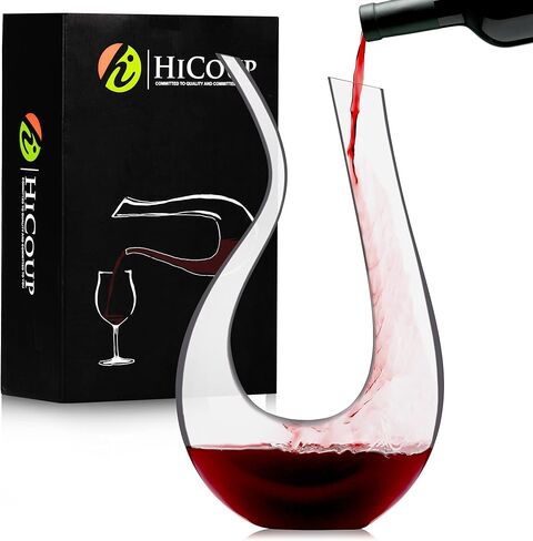 HiCoup Red Wine Decanter with Aerator - 750mL Crystal Glass Wine Carafe and Purifier for Home Bar﻿ in Saudi Arabia