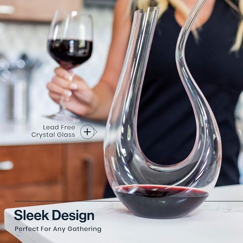 HiCoup Red Wine Decanter with Aerator - 750mL Crystal Glass Wine Carafe and Purifier for Home Bar﻿ in Saudi Arabia