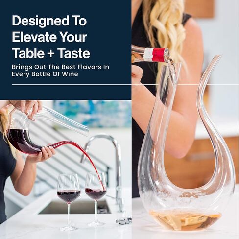 HiCoup Red Wine Decanter with Aerator - 750mL Crystal Glass Wine Carafe and Purifier for Home Bar﻿ in Saudi Arabia