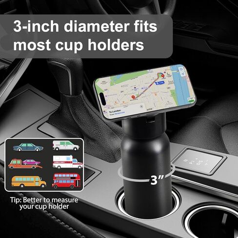 SEVEN SPARTA Insulated Water Bottle Compatible with Magsafe Holder, Magnetic Water Bottle Stainless Steel Water Cup Phone Mount Flask Leak-Proof Hot 12H Cold 24H Hot Car Cup Holder 25oz Black in Kuwait