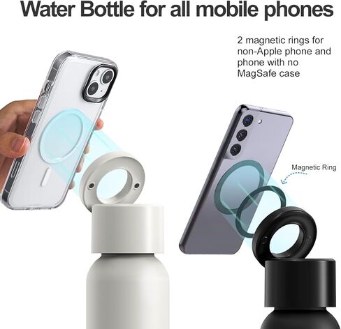 SEVEN SPARTA Insulated Water Bottle Compatible with Magsafe Holder, Magnetic Water Bottle Stainless Steel Water Cup Phone Mount Flask Leak-Proof Hot 12H Cold 24H Hot Car Cup Holder 25oz Black in Kuwait