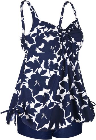 Septangle Women Plus Size Bathing Suits Paisley Print Two Piece Swimsuit Tankini Swimwear in Kuwait