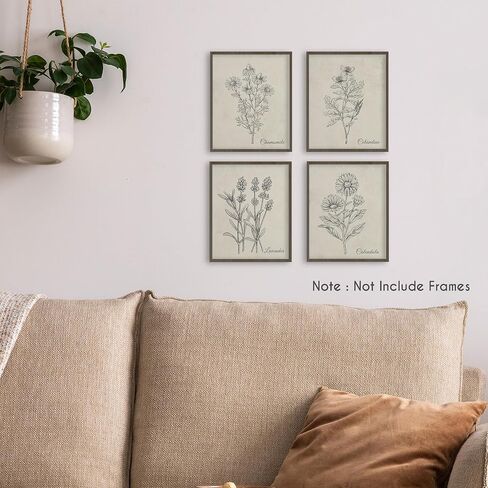 hrqko boho زهرة نباتية جدار الفن ملصق يطبع مجموعة من 4، الفن الجدار النباتي، الربيع الزهور الفنية الطباعة ملصقات الحائط ديكور، يطبع النباتات الرجعية لغرفة النوم غرفة المعيشة 8 "x10" غير المؤطرة (الأرجواني in Saudi Arabia