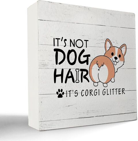 علامة kunlisa Corgi، ديكور فصيل كورجي، هدايا فصيل كورجي لمحبي فصيل كورجي، هدايا فصيل كورجي، علامات فصيل كورجي لديكور المنزل، إنها ليست شعر كلب، إنها علامة صندوق خشبي لامع من فصيل كورجي، 5x5 بوصة in Kuwait