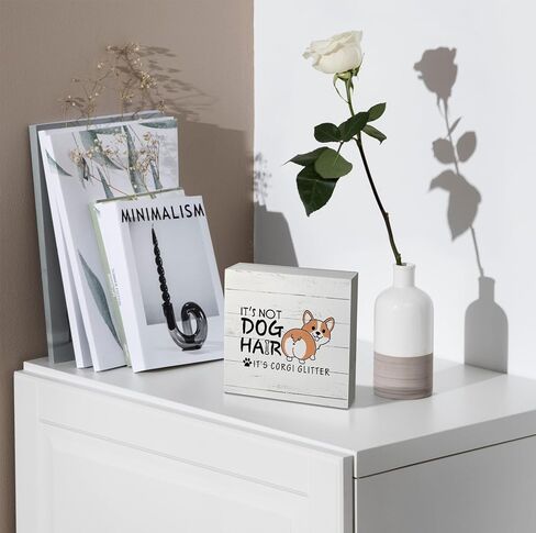 علامة kunlisa Corgi، ديكور فصيل كورجي، هدايا فصيل كورجي لمحبي فصيل كورجي، هدايا فصيل كورجي، علامات فصيل كورجي لديكور المنزل، إنها ليست شعر كلب، إنها علامة صندوق خشبي لامع من فصيل كورجي، 5x5 بوصة in Kuwait