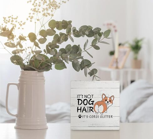 علامة kunlisa Corgi، ديكور فصيل كورجي، هدايا فصيل كورجي لمحبي فصيل كورجي، هدايا فصيل كورجي، علامات فصيل كورجي لديكور المنزل، إنها ليست شعر كلب، إنها علامة صندوق خشبي لامع من فصيل كورجي، 5x5 بوصة in Kuwait