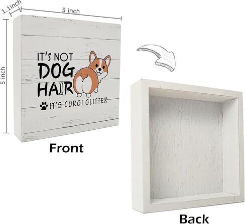 علامة kunlisa Corgi، ديكور فصيل كورجي، هدايا فصيل كورجي لمحبي فصيل كورجي، هدايا فصيل كورجي، علامات فصيل كورجي لديكور المنزل، إنها ليست شعر كلب، إنها علامة صندوق خشبي لامع من فصيل كورجي، 5x5 بوصة in Kuwait