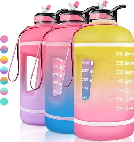 ZOMAKE Gallon Water Bottle with Straw & Time Marker - 64/128 oz Motivational Water Jug BPA Free Leakproof Large Water Bottle Ensure You Drink Enough Water Daily in Saudi Arabia