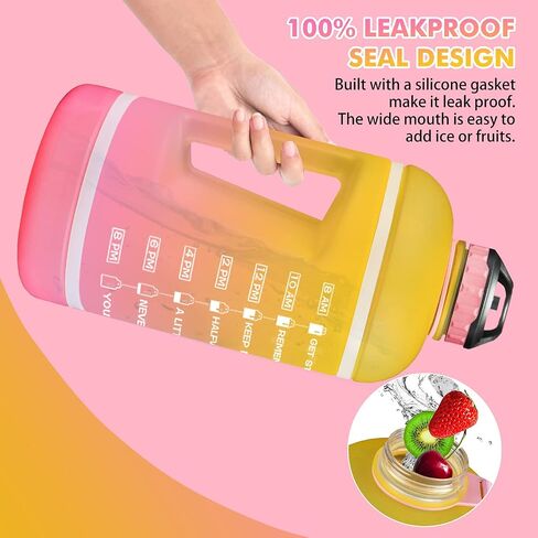 ZOMAKE Gallon Water Bottle with Straw & Time Marker - 64/128 oz Motivational Water Jug BPA Free Leakproof Large Water Bottle Ensure You Drink Enough Water Daily in Saudi Arabia