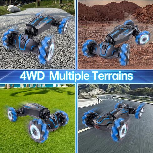 4WD Stunt Car, 2.4GHz Gesture Sensor Remote Control Cars, Double-Sided Vehicle 360° Flip RC Twist Buggy with Music Spray - Best Christmas and Birthday Gift for Boys and Girls aged 6-12 (red) in Saudi Arabia