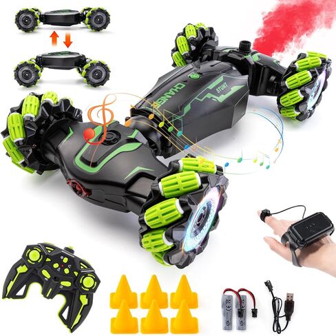 4WD Stunt Car, 2.4GHz Gesture Sensor Remote Control Cars, Double-Sided Vehicle 360° Flip RC Twist Buggy with Music Spray - Best Christmas and Birthday Gift for Boys and Girls aged 6-12 (red) in Saudi Arabia
