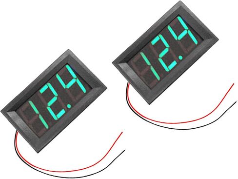 2-Pack Two Wires Mini LED Digital Voltmeter Voltage Meter DC 5V to 30V Voltage Panel Meter for 6V 12V Electromobile Motorcycle Car Green in Saudi Arabia