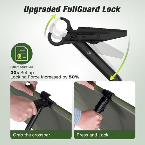Ultralight Compact Camping Cot Pro, 3rd Generation FullGuard Lock Structure for 30s Setup, 30″ Wide Surface, Support 350lbs, Folding Backpacking Cot w/Storage Bag for Outdoor, Mesh Black in Saudi Arabia