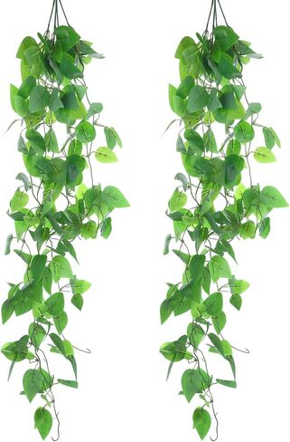 2 Pcs Fake Hanging Plants 40 Inch Artificial Hanging Plants Fake Pothos Vines Hanging Plant with Full Leaves Faux Hanging Greenery Pothos for Wall Room Bathroom Indoor Outdoor Home Shelf Office Decor in Saudi Arabia