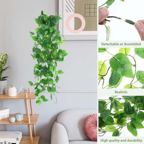 2 Pcs Fake Hanging Plants 40 Inch Artificial Hanging Plants Fake Pothos Vines Hanging Plant with Full Leaves Faux Hanging Greenery Pothos for Wall Room Bathroom Indoor Outdoor Home Shelf Office Decor in Saudi Arabia