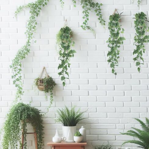 2 Pcs Fake Hanging Plants 40 Inch Artificial Hanging Plants Fake Pothos Vines Hanging Plant with Full Leaves Faux Hanging Greenery Pothos for Wall Room Bathroom Indoor Outdoor Home Shelf Office Decor in Saudi Arabia