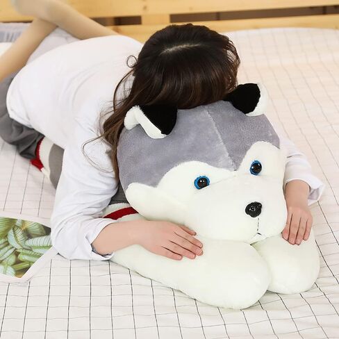 Giant Dog Plush Toy Soft Stuffed Husky Long Pillow Cartoon Animal Doll Sleeping Pillow Cushion Home Decor Kids Easter, Thanksgiving, Christmas, New Year's Gifts(Husky,110cm/43 inch) in Saudi Arabia