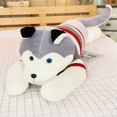 Giant Dog Plush Toy Soft Stuffed Husky Long Pillow Cartoon Animal Doll Sleeping Pillow Cushion Home Decor Kids Easter, Thanksgiving, Christmas, New Year's Gifts(Husky,110cm/43 inch) in Saudi Arabia