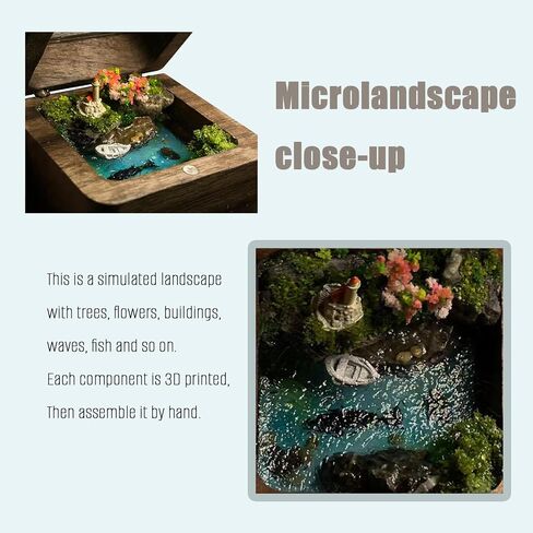 Micro landscape box, ring box, jewelry box, pearl box, handmade walnut wood, engagement ring box, birthday gift, Valentine's Day Christmas gift, for placing small rings, earrings, and necklaces in Saudi Arabia