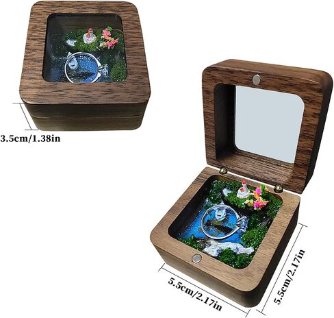 Micro landscape box, ring box, jewelry box, pearl box, handmade walnut wood, engagement ring box, birthday gift, Valentine's Day Christmas gift, for placing small rings, earrings, and necklaces in Saudi Arabia