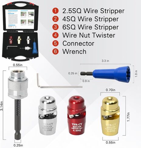 KTINNEAD Wire Stripper Tool, Professional Cable Stripper Tool, High-Efficiency Wire Stripper Tool for Drill, Wire Stripping and Twisting Tool Suit for Electrician(1 Set With Wire Nut Twister) in Saudi Arabia