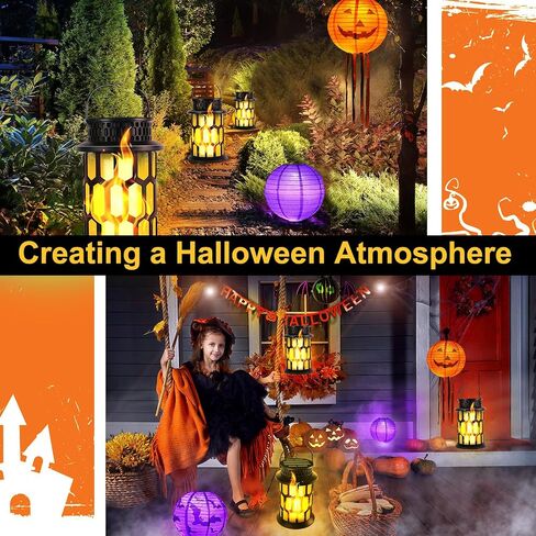 Solar Lantern Outdoor Lights, Flickering Flame Solar Lanterns Lights Outdoor Waterproof, Hanging Outdoor Solar Lanterns Lights, Solar Powered Lanterns for Patio Deck Yard, 4 Pack in Saudi Arabia
