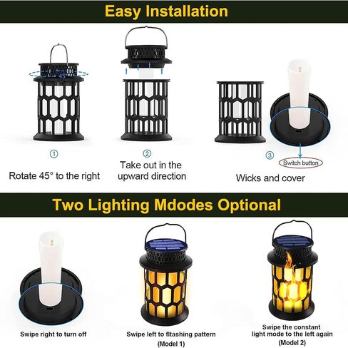 Solar Lantern Outdoor Lights, Flickering Flame Solar Lanterns Lights Outdoor Waterproof, Hanging Outdoor Solar Lanterns Lights, Solar Powered Lanterns for Patio Deck Yard, 4 Pack in Saudi Arabia