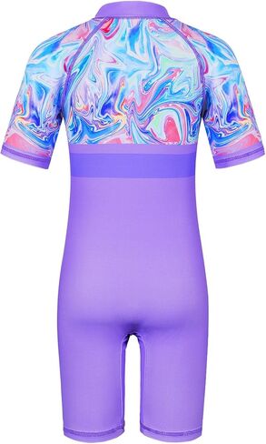 TFJH E Short Sleeve Girls Swimwear 1pcs Rashguard Sunsuits Sun Protection 50+ Swimsuits 461 Pink Leaves Short 10A in Kuwait