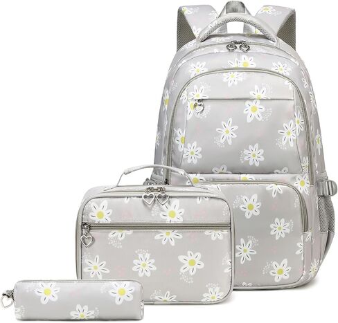 Joyfulife 3Pcs Daisy Prints Backpack for Girls with Lunch Box Lightweight School Backpack Kids Bookbags Girls Backpacks for Elementary Primary Students in Saudi Arabia