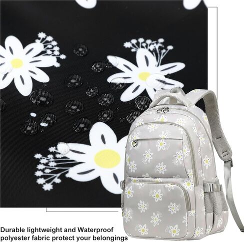 Joyfulife 3Pcs Daisy Prints Backpack for Girls with Lunch Box Lightweight School Backpack Kids Bookbags Girls Backpacks for Elementary Primary Students in Saudi Arabia